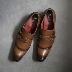 madras(ﾏﾄﾞﾗｽ) |【国内正規品】 BLACK LIST by MADRAS(ブラックリスト バイ マドラス) メンズ ビジネスシューズ モンクストラップ BC6006 ライトブラウン