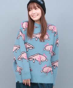 go slow caravan ウーパールーパー ジャカードニットセーター